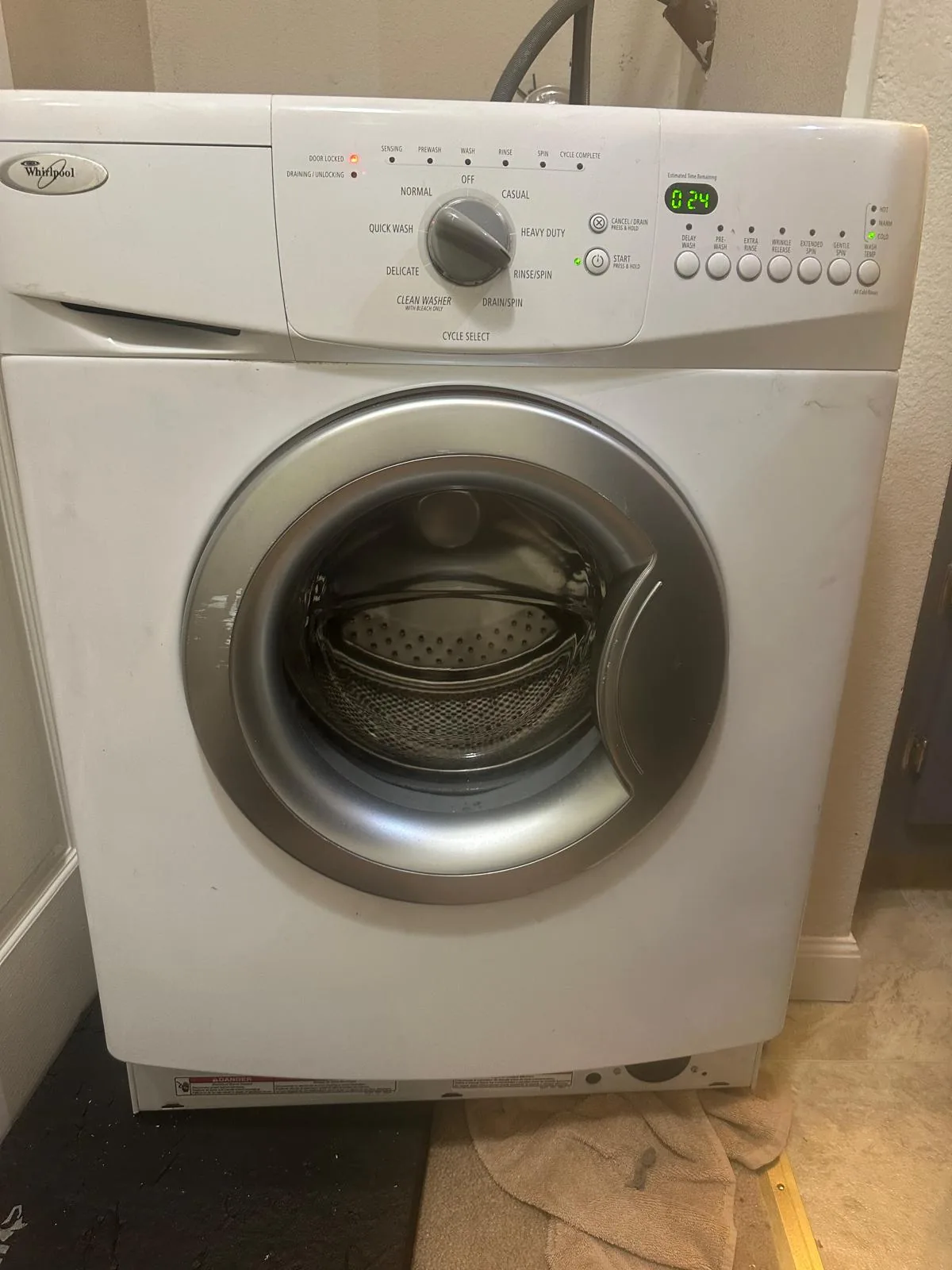 Whirlpool washer reassembled and running a full cycle after drain pump motor replacement