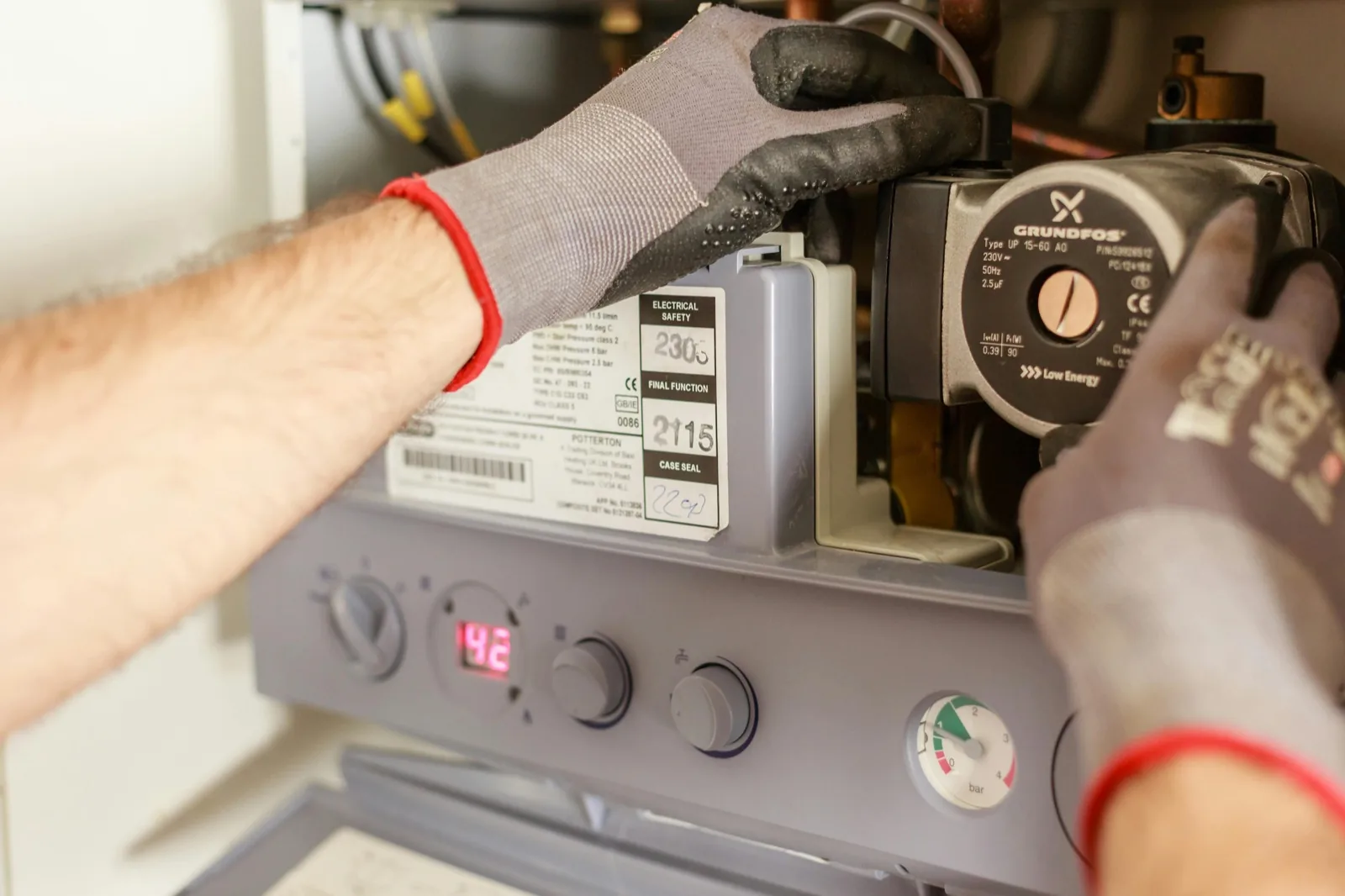 Technician servicing an appliance